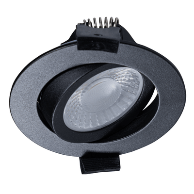 LED-Einbaustrahler, schwarz – 530 Lumen – 6 W – Dimmbar bis Warmweiß (2700 K–1800 K) – Neigbar – Spritzwassergeschützt (IP54) – 68–75 mm