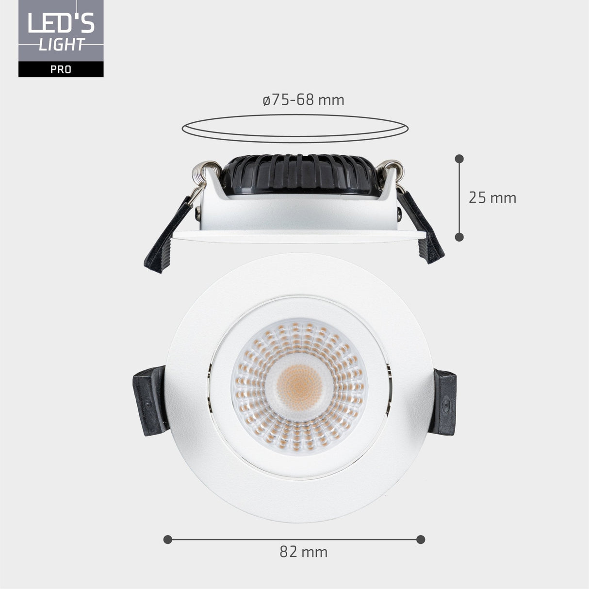 6er PACK - LEDs Light PRO Downlight Einbaustrahler Ø 68mm - Spritzwassergeschützt - Dimmbar - Universal - Weiß 