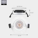 6er PACK - LEDs Light PRO Downlight Einbaustrahler Ø 68mm - Spritzwassergeschützt - Dimmbar - Universal - Weiß 