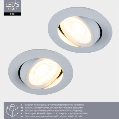 LED's Light PRO Downlight Einbaustrahler Ø 68mm - Spritzwassergeschützt - Dimmbar - Universal - Weiß 