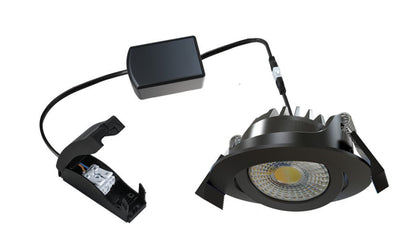 LED-Einbaustrahler, dimmbar bis warmweiß – 350 Lumen – 5 W – 1800–2700 K – 60° – Schutzart IP54 – Schwarz