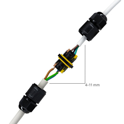 Connecteur de câble étanche IP68 - I-Connector 3P - Borne à levier - Pour câbles de 4-11mm - Noir