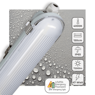 Plafoniera LED PRO LED's Light 150 cm - Con batteria di emergenza - 4 modalità di illuminazione - 47W