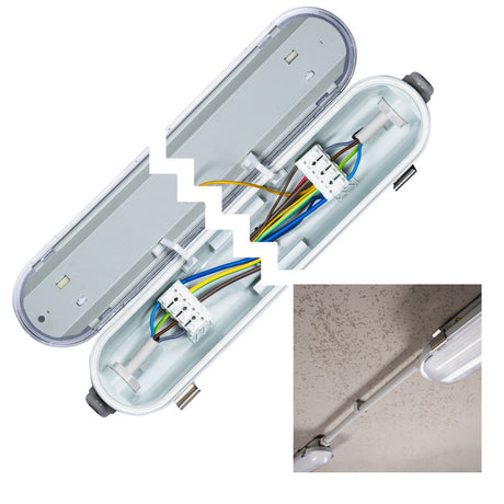 Feuchtigkeitsbeständige LED-Leuchte 150 cm – 7200 Lumen – 47 W – Kaltweiß 4000 K – Schutzart IP65 – Mit Notstromakku – 4 Lichtmodi – 4 Stück