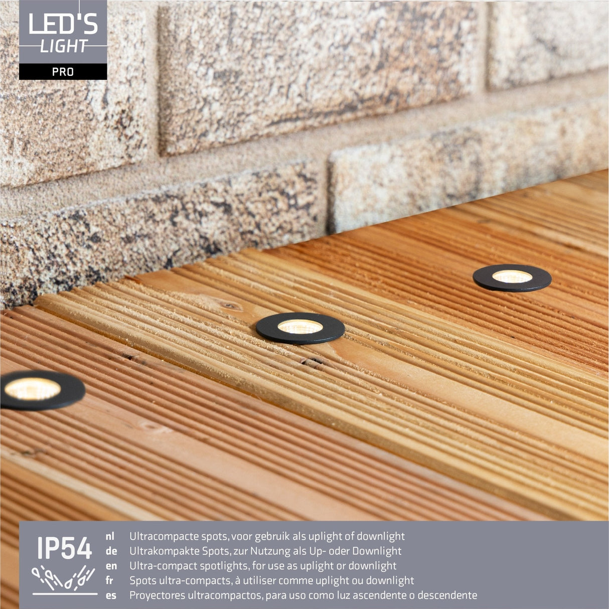 3er-Pack – LED's Light PRO Mini-Einbaustrahler 3 cm – Für Vordächer, Veranden und abgehängte Decken – Dimmbar – 3 Farbplatten