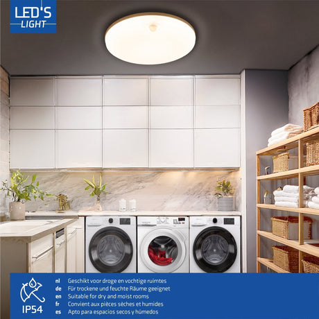 LED Plafondlamp 1440 lumen - 8W - Bewegingssensor - 3 Kleuren - Dimbaar - IP54 - 25cm