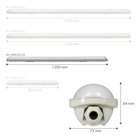 LED TL armatuur compleet koelwit 4000K - 29W 4640 lumen - 120cm IP65 waterdicht IK08