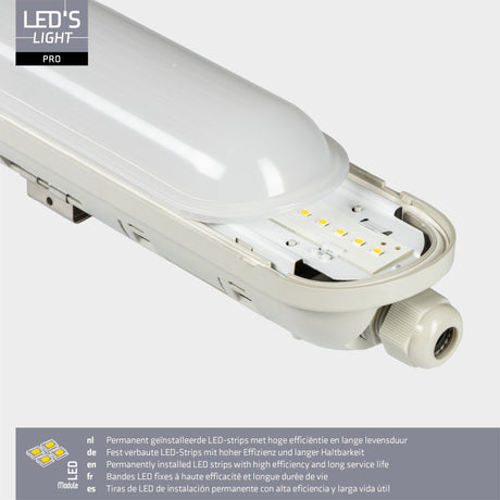 LED-Leuchte TL, 4640 Lumen, 29 W, Kaltweiß (4000 K), Schutzart IP65 (wasserdicht), 120 cm, 4er-Pack
