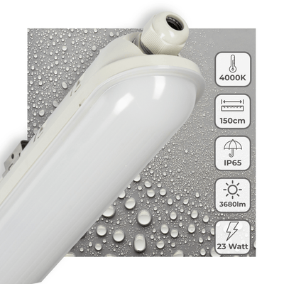 Apparecchio LED per tubo fluorescente 3680 lumen - 150cm - 23W - Bianco freddo 4000K - IP65 impermeabile - IK08