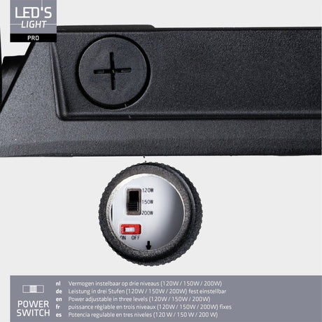 LED Schijnwerper 30300 lumen - 200W - Koelwit 4000K - IP66 Waterdicht - 3 Lichtstanden - Daglichtsensor