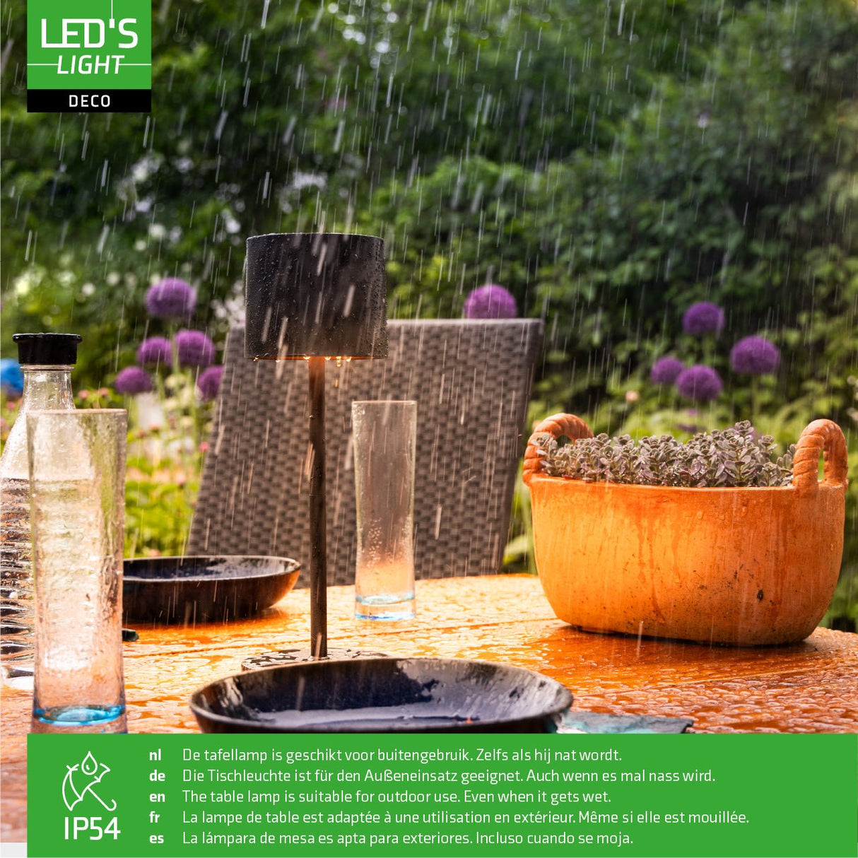 LED's Light Tischleuchte mit Akku - wiederaufladbar und kabellos - für drinnen und draußen - 3 Lichtfarben - Schwarz