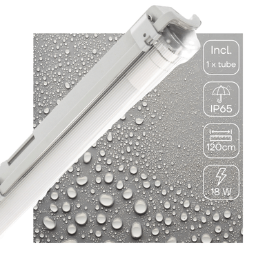 LED-Leuchte TL, 2160 Lumen, 120 cm, 18 W, Tageslichtweiß (6500 K), Schutzart IP65 (wasserdicht), Einzeln, inklusive Leuchtstoffröhre