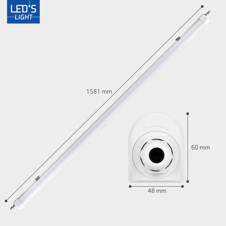 LED Feuchtraumleuchte 5520 Lumen - 46W - Kaltweiß 4000K - IP65 - 150cm - 230V - 4 Stück