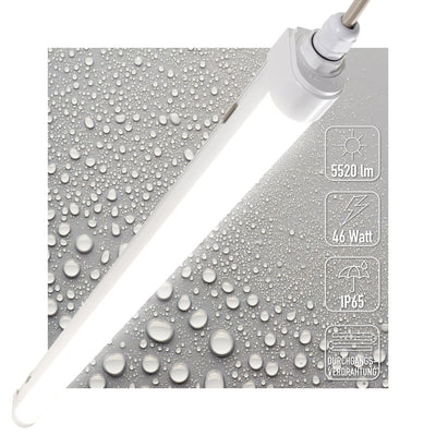Feuchtigkeitsbeständige LED-Leuchte 150 cm – 5520 Lumen – 46 W – Kaltweiß 4000 K – Schutzart IP65 – IK06 – Verbindbar