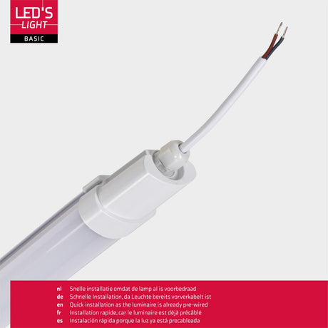 LED-TL-Leuchte, 1900 Lumen, 18 W, Kaltweiß (4000 K), Schutzart IP65 (wasserdicht), Stoßfest (IK08), 120 cm, 4 Stück