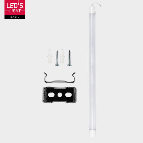 LED-TL-Leuchte, 1900 Lumen, 18 W, Kaltweiß (4000 K), Schutzart IP65 (wasserdicht), Stoßfest (IK08), 120 cm, 4 Stück