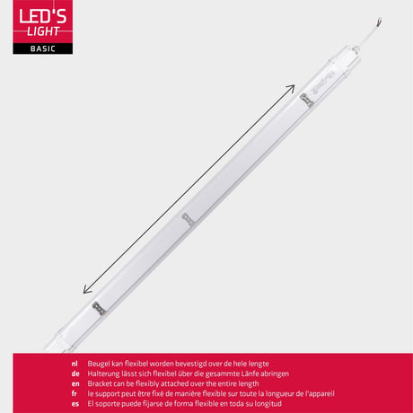 LED-TL-Leuchte, 1900 Lumen, 18 W, Kaltweiß (4000 K), Schutzart IP65 (wasserdicht), Stoßfest (IK08), 120 cm, 4 Stück