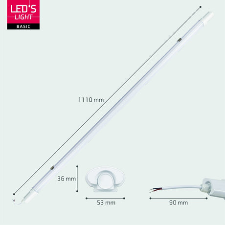 LED-TL-Leuchte, 1900 Lumen, 18 W, Kaltweiß (4000 K), Schutzart IP65 (wasserdicht), Stoßfest (IK08), 120 cm, 4 Stück