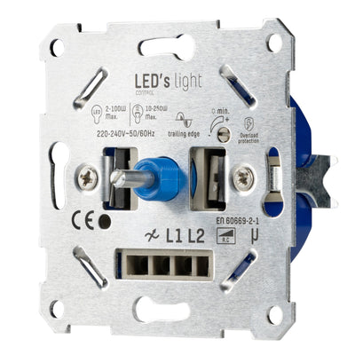 Variateur LED encastrable universel - 2-250W - Coupure de phase descendante - Derrière l’interrupteur