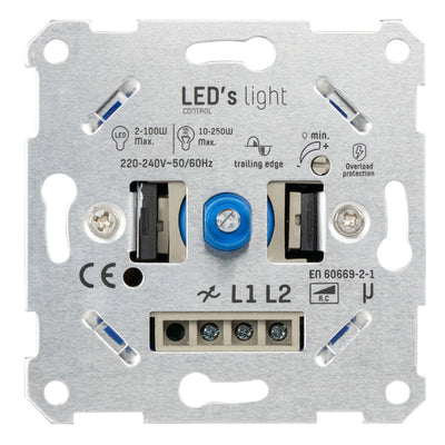 Variateur LED encastrable universel - 2-250W - Coupure de phase descendante - Derrière l’interrupteur