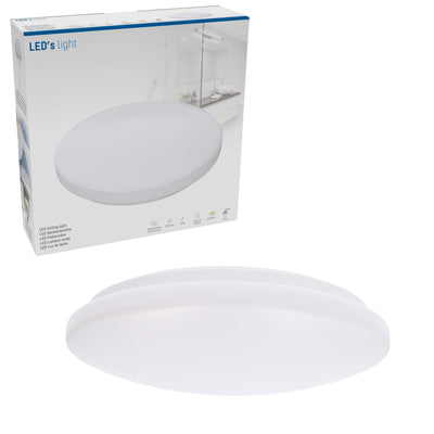 Plafonnier LED pour salle de bains – 1600 lumens – 15 W – Blanc froid 4000 K – Résistant aux projections d’eau IP44 – 30 cm – Blanc