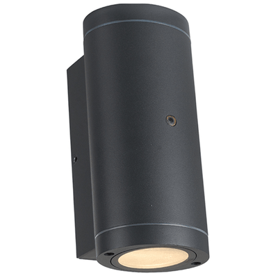 LED-Wandleuchte mit Sensor – GU10-Fassung – IP44 wasserdicht – Tageslichtsensor – 35 W – Anthrazit – 230 V