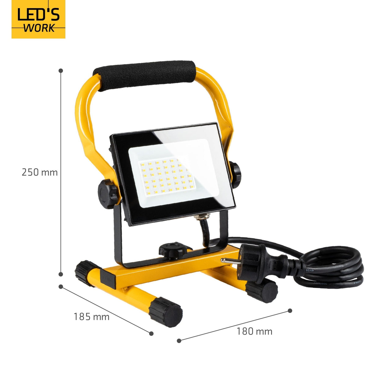 LED's Work 30W Bouwlamp 3100 - Verstelbare beugel - Waterdicht (IP65) - Zwart geel - koelwit 4000K