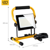 LED's Work 50W Bouwlamp Werklamp Bedraad 4200lm - Verstelbare beugel - Waterdicht (IP65) - Zwart geel