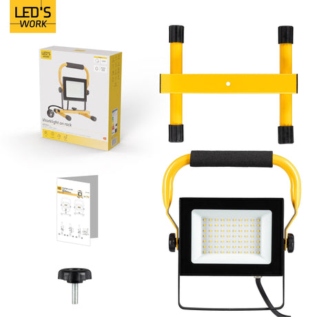 LED's Work 50W Bouwlamp Werklamp Bedraad 4200lm - Verstelbare beugel - Waterdicht (IP65) - Zwart geel - SALE