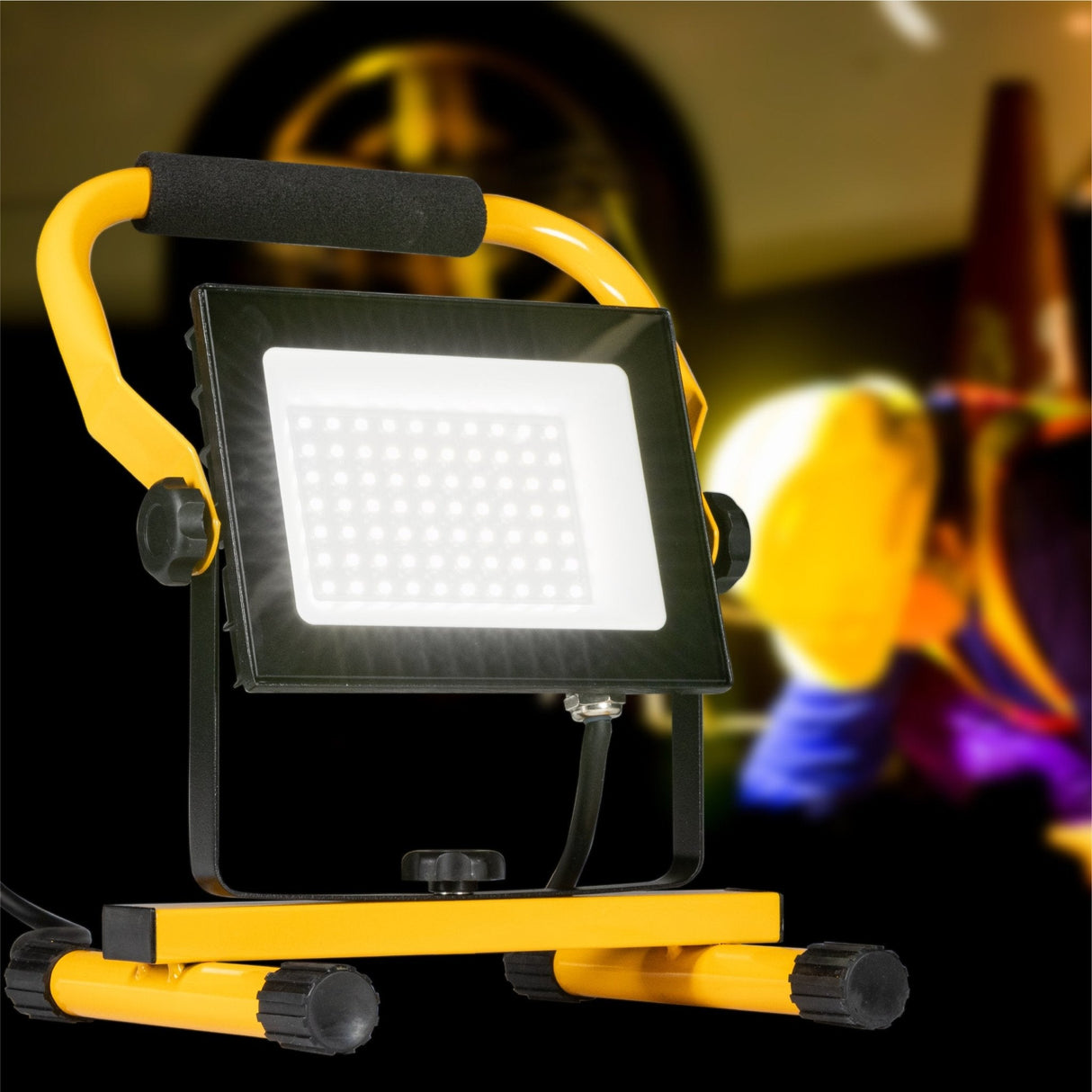 LED's Work 50W Bouwlamp Werklamp Bedraad 4200lm - Verstelbare beugel - Waterdicht (IP65) - Zwart geel