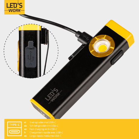 Wiederaufladbare LED-Taschenlampe – 300 Lumen – Dimmbar – Kaltweiß (5000 K) – Zoomfunktion – Kompakt