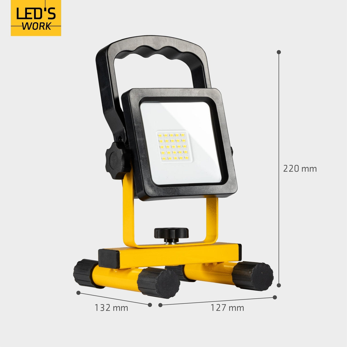 LED's Work draadloze LED Bouwlamp op accu 1200 - Oplaadbaar en kantelbaar - Zwart geel