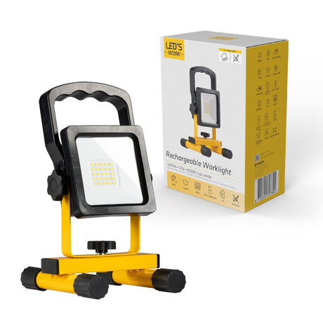 LED's Work draadloze LED Bouwlamp op accu 1200 - Oplaadbaar en kantelbaar - Zwart geel