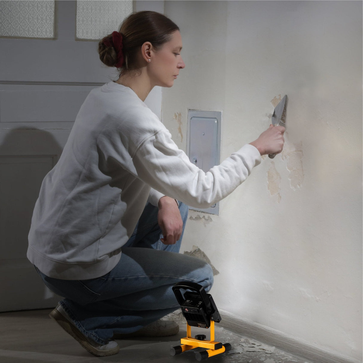 LED's Work draadloze LED Bouwlamp op accu 700 - Oplaadbaar en kantelbaar - Zwart geel