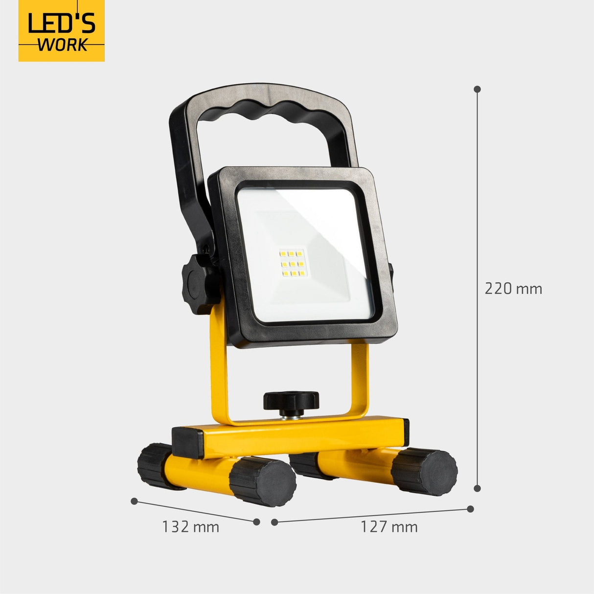 LED's Work draadloze LED Bouwlamp op accu 700 - Oplaadbaar en kantelbaar - Zwart geel