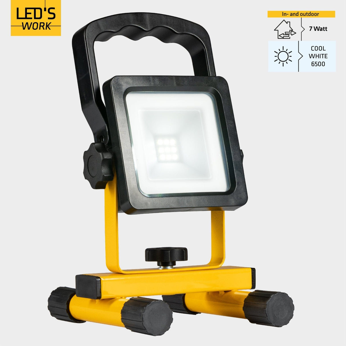LED's Work draadloze LED Bouwlamp op accu 700 - Oplaadbaar en kantelbaar - Zwart geel