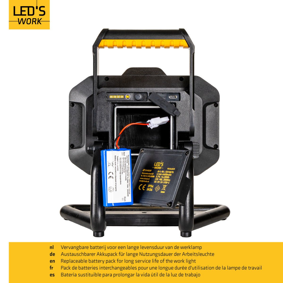 LED's Work LED Bouwlamp oplaadbaar 2000 - Werkt draadloos op accu - Stof- en waterdicht