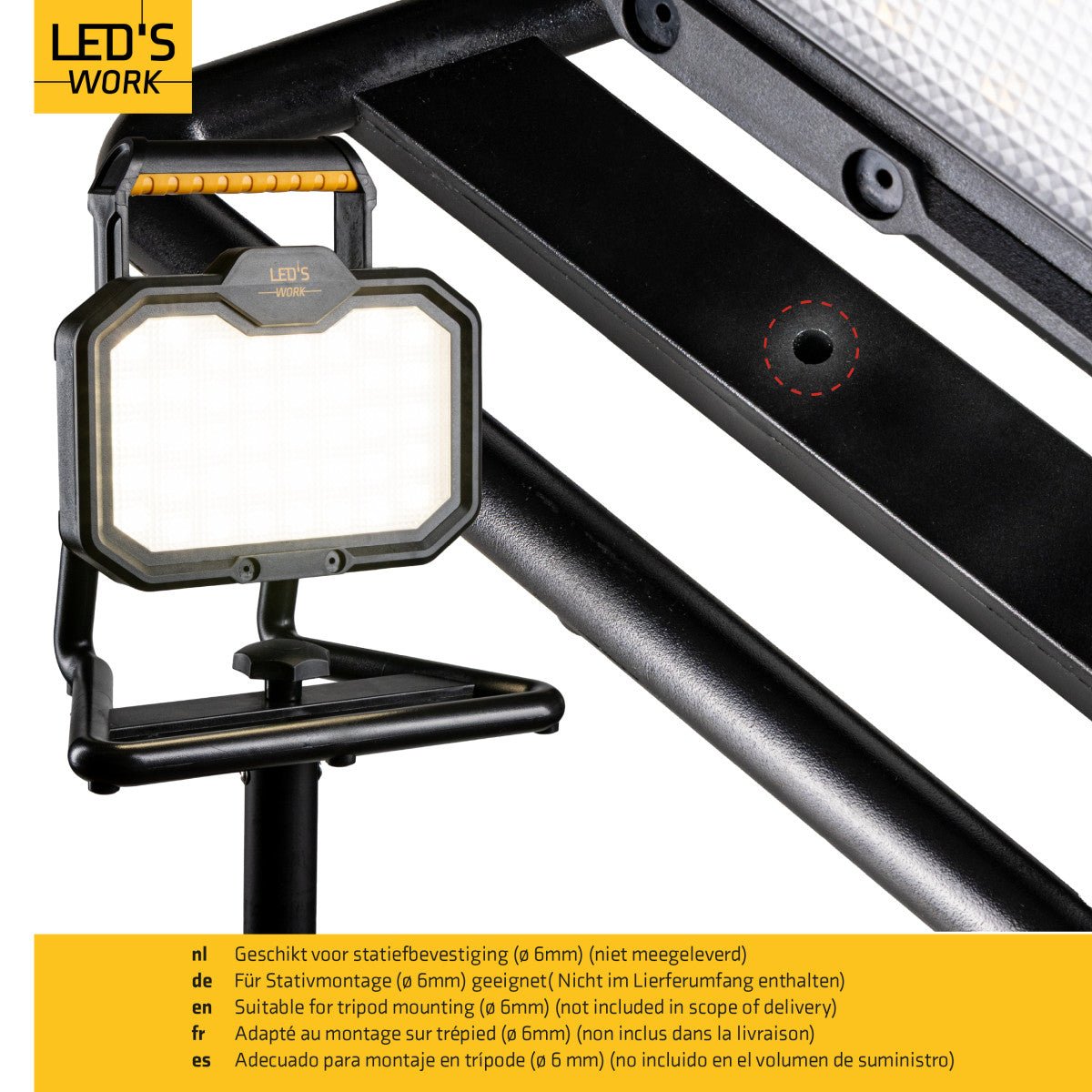 LED's Work LED Bouwlamp oplaadbaar 2000 - Werkt draadloos op accu - Stof- en waterdicht