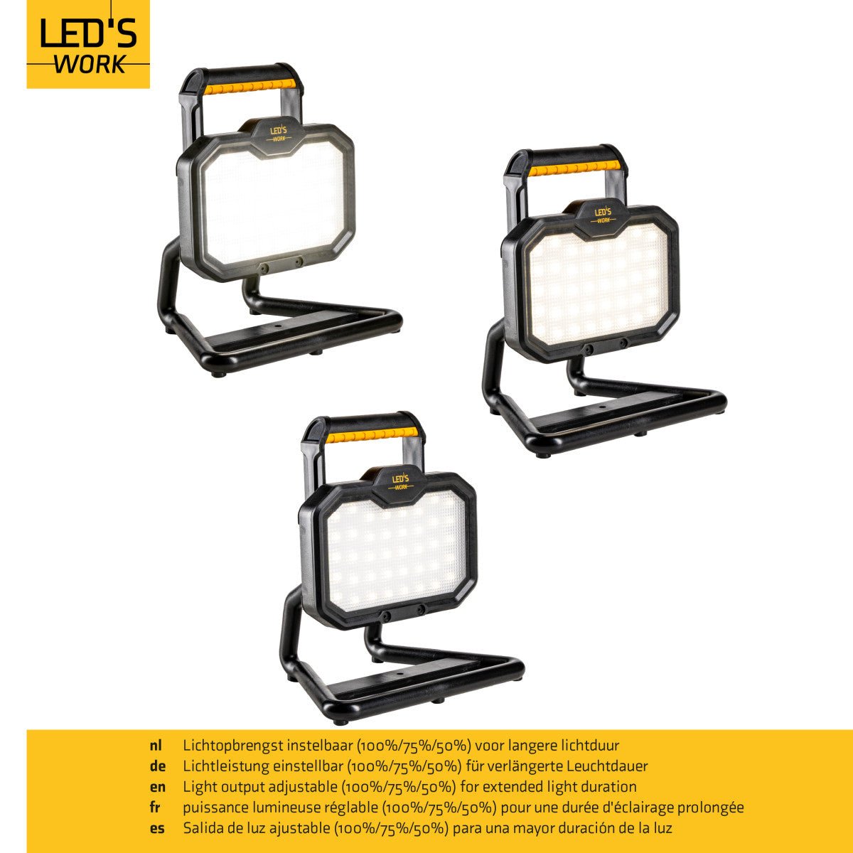 LED's Work LED Bouwlamp oplaadbaar 2000 - Werkt draadloos op accu - Stof- en waterdicht