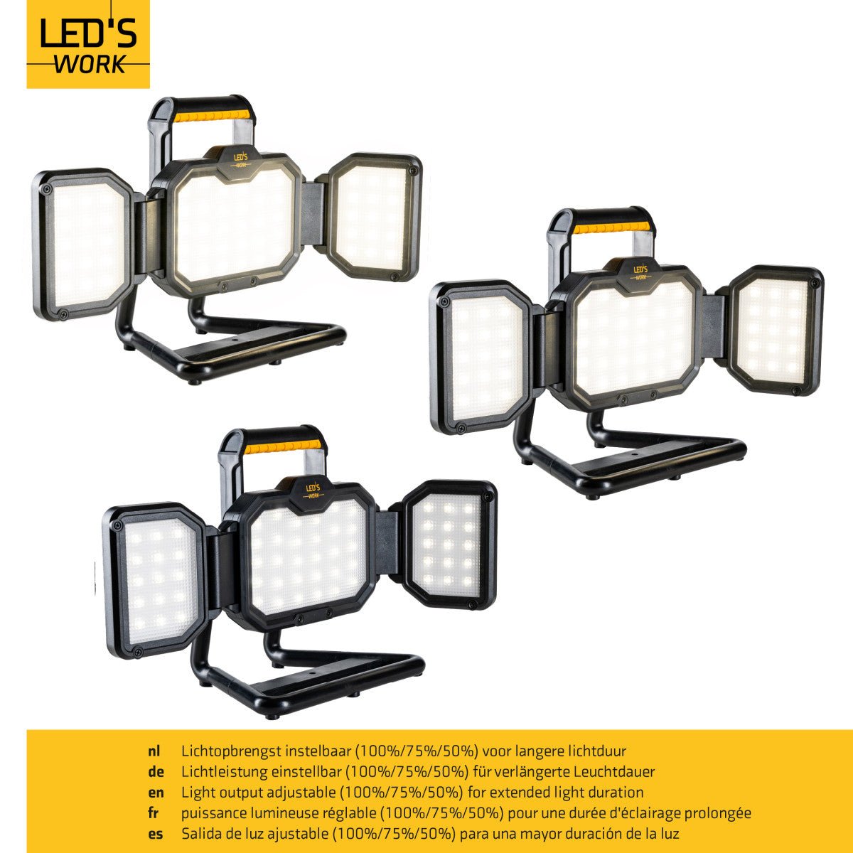LED's Work LED Bouwlamp oplaadbaar 4000 - Werkt draadloos op accu - Stof- en waterdicht