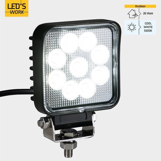 LED's Arbeitsscheinwerfer für Fahrzeuge - Geeignet für Traktor, LKW, Auto, Bus und Schiff - 26W