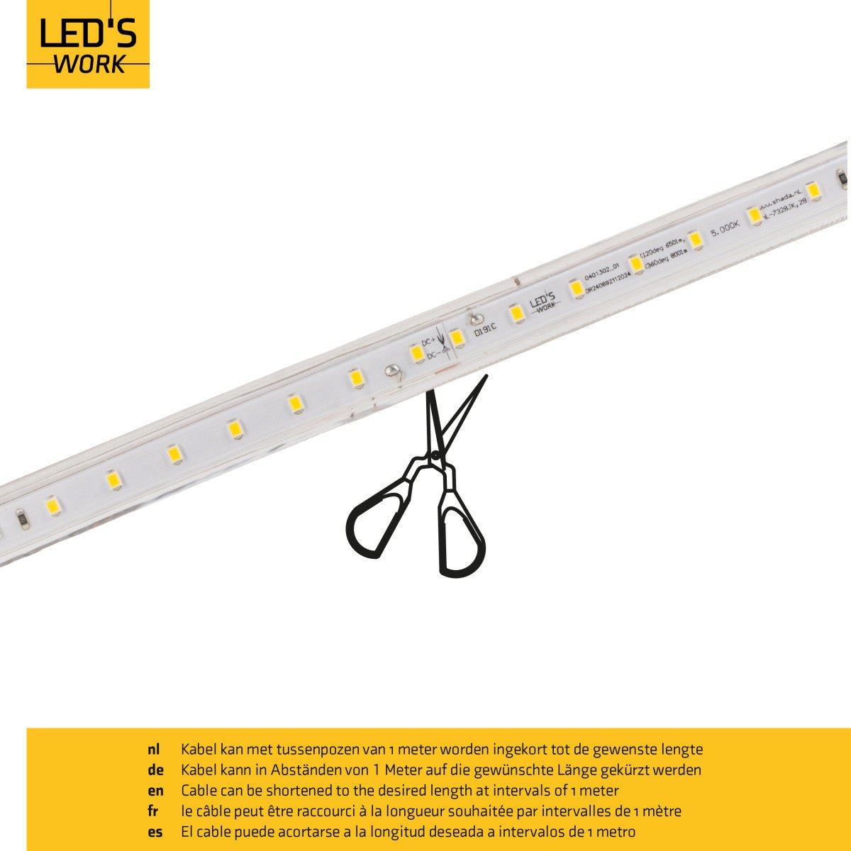 LED's Work LED's Lichterkette LED Rope 25 Meter Baubeleuchtung - Ausziehbar bis 100 Meter - 20.000 lm