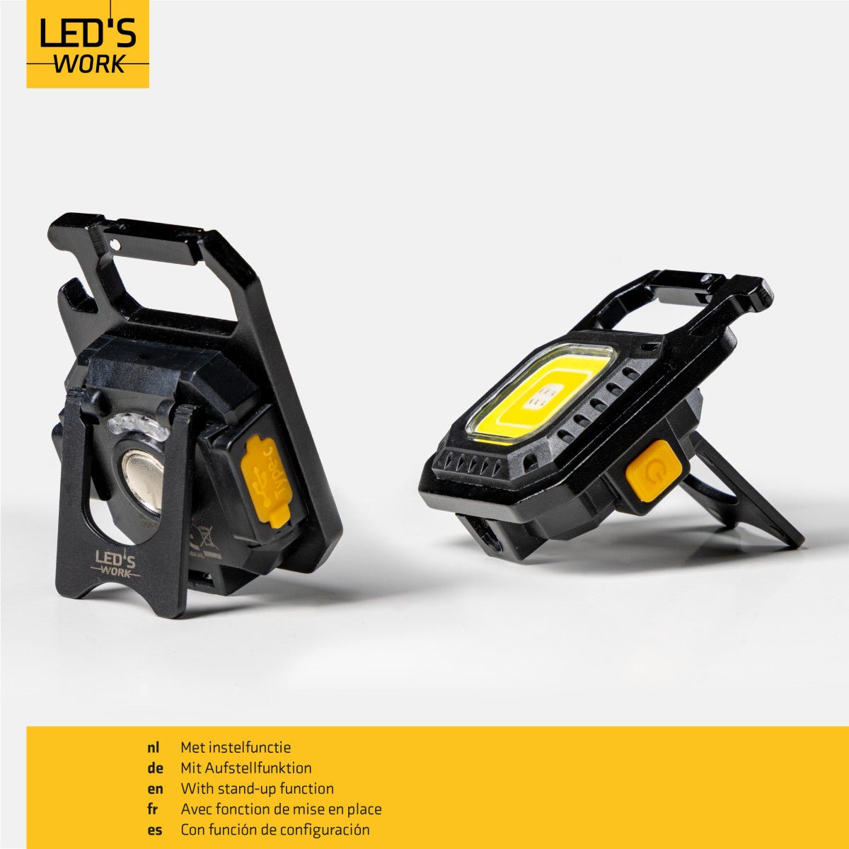 LED's Work mini Werklamp met sleutelhanger - Oplaadbaar met USB - Draadloos op accu