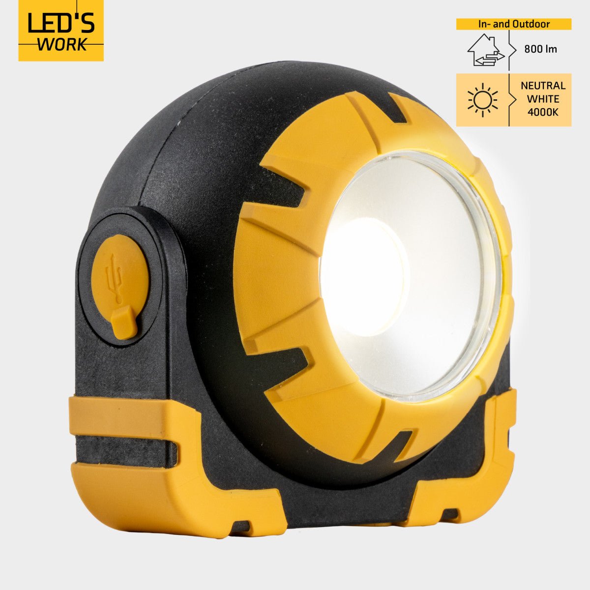 LED's Work Oplaadbare LED Looplamp - Werkt draadloos op accu - 10 x 10 cm
