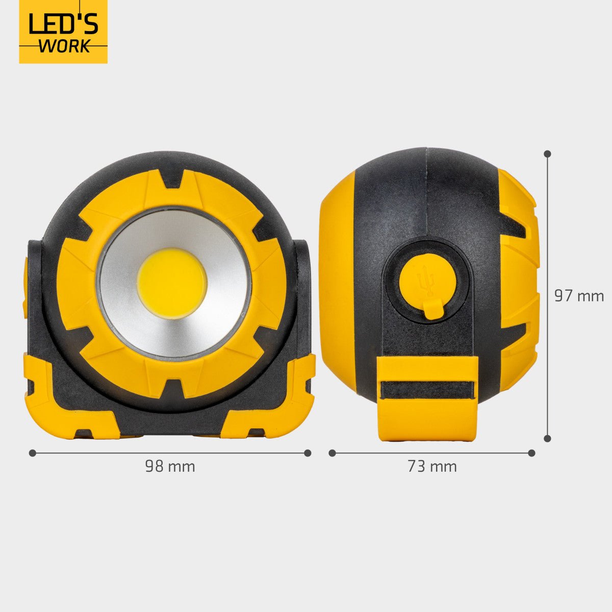 LED's Work Oplaadbare LED Looplamp - Werkt draadloos op accu - 10 x 10 cm