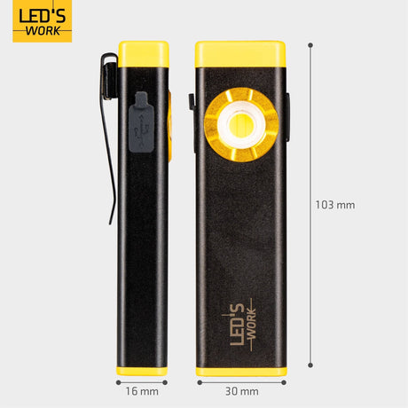 LED's Work – wiederaufladbare LED-Mini-Taschenlampe mit 3 Leuchtmodi (100, 500 und 700 Lumen)