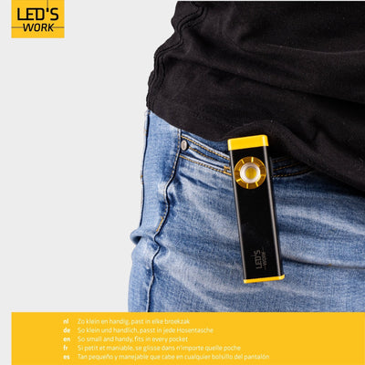 LED's Work – wiederaufladbare LED-Mini-Taschenlampe mit 3 Leuchtmodi (100, 500 und 700 Lumen)