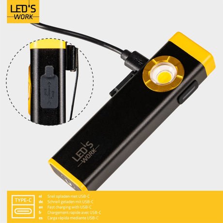 LED's Work – wiederaufladbare LED-Mini-Taschenlampe mit 3 Leuchtmodi (100, 500 und 700 Lumen)