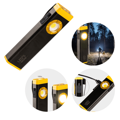 LED's Work – wiederaufladbare LED-Mini-Taschenlampe mit 3 Leuchtmodi (100, 500 und 700 Lumen)