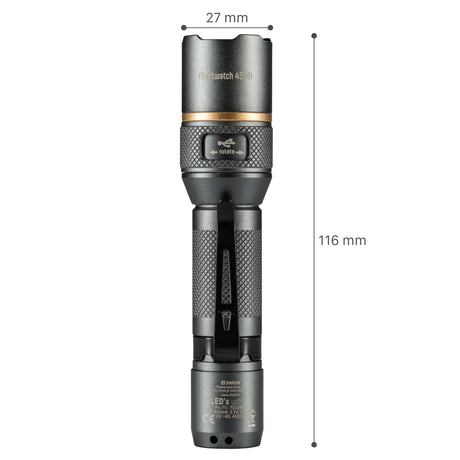 Wiederaufladbare LED-Taschenlampe – 450 Lumen – Dimmbar – Kaltweiß (5000 K) – Wasserdicht (IPX7) – Zoomfunktion – USB-C